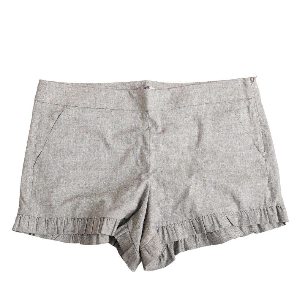 Loft‎ Ruffle Hem Shorts  Slit Pockets Gray Sz 12 Women Flat Front Cotton Blend